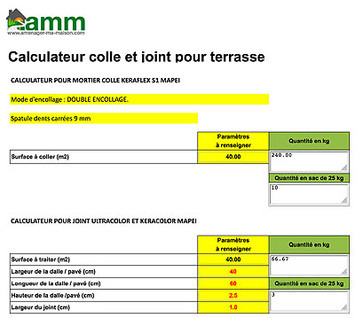 calculateur colle et joint